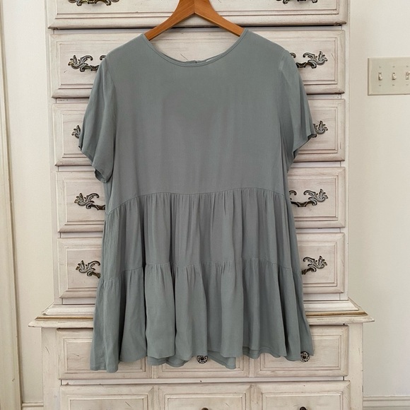 Vici Tops - Vici Sage Tiered Babydoll Top